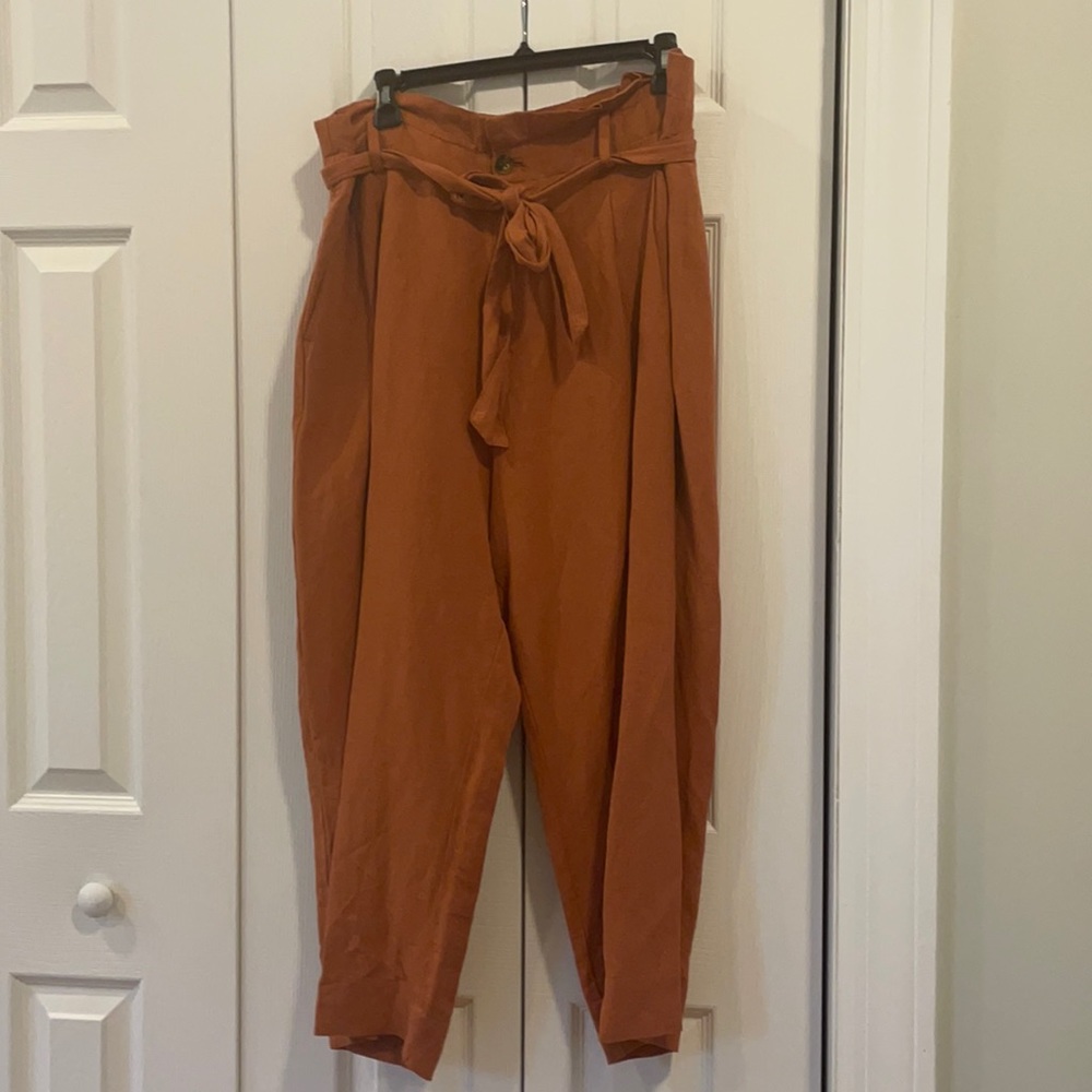 Madewell Linen-blend Paperbag Pants, size 14